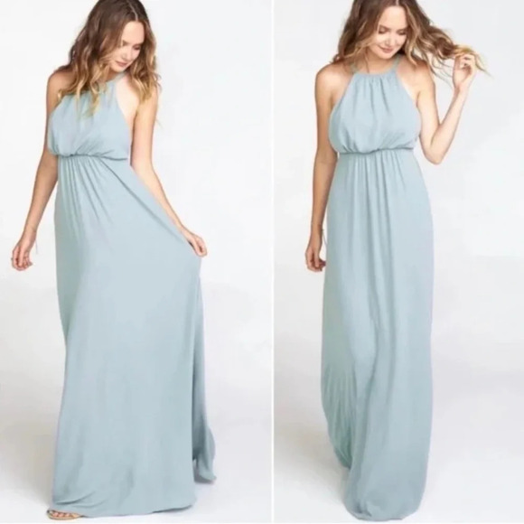 Show Me Your MuMu Amanda Maxi Dress Silver Sage Size Medium - Picture 1 of 3